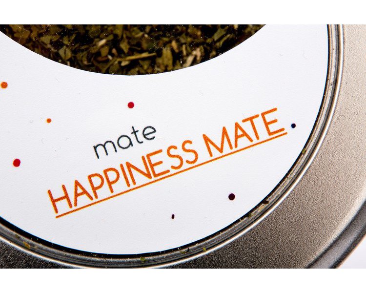 Srebrna puszka herbaty yerbamate Albert Tea Happiness 50g