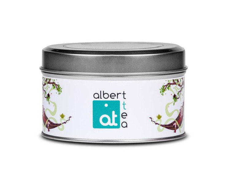 Srebrna puszka herbaty ziołowej Albert Tea 50g